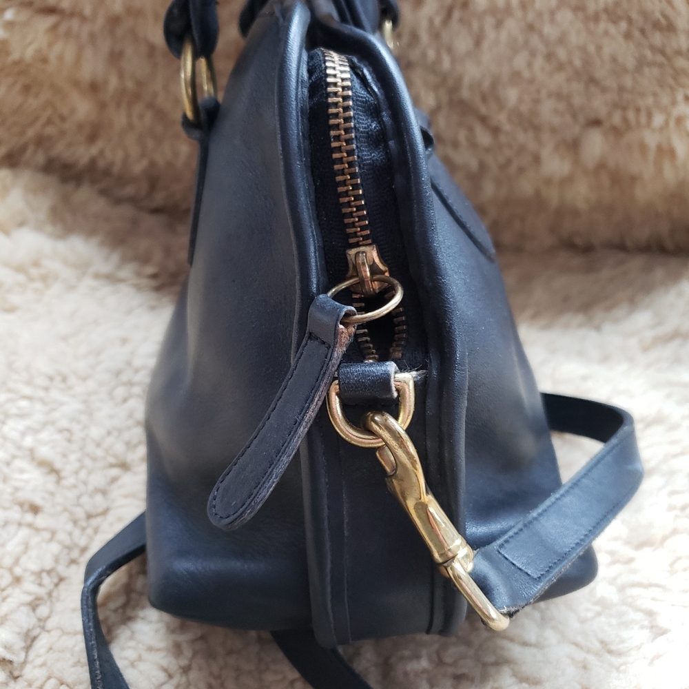 Vintage Coach, Glove Tanned Leather, Baxter Satchel, In Dark Navy - Picture 5 of 11